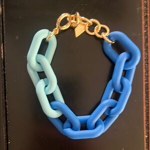 Serefina Chunky Blue and Gold Chain Bracelet